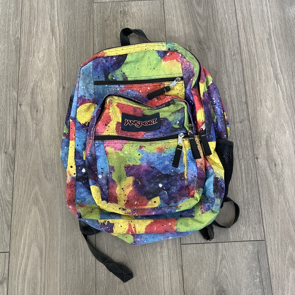 VTG Jansport Backpack Multicolor Paint Splatter Colorful Rare!